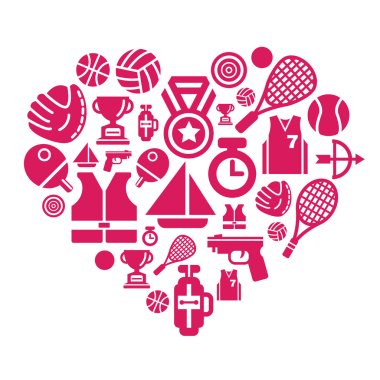 Sport Competition Icons in Heart Shape
