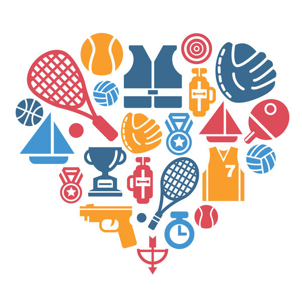 Sport Icons in Heart Shape