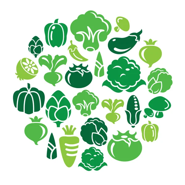 Vegetable Icons in Circle Shape — Stock Vector