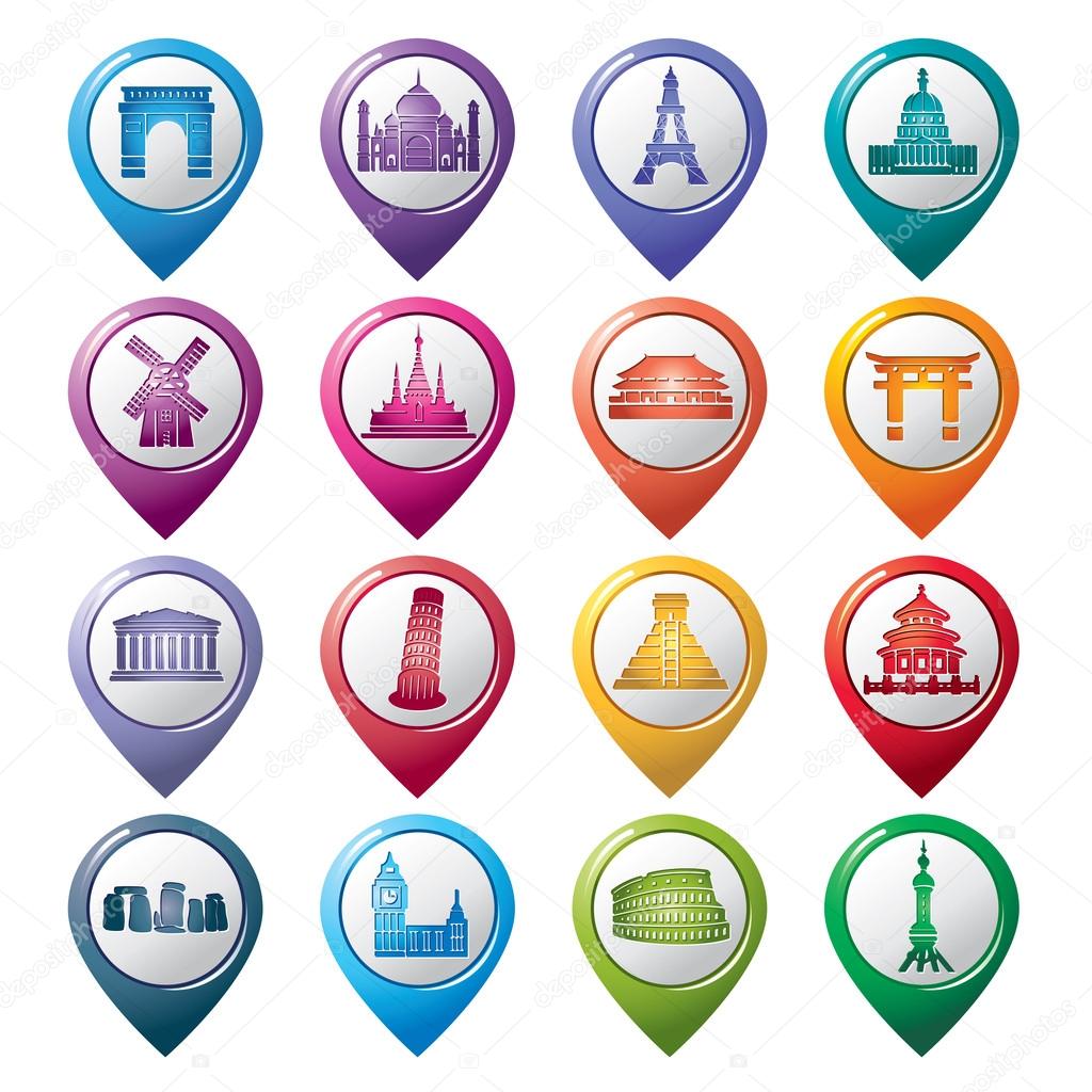 Famous Scenic Spots Pointer Icons