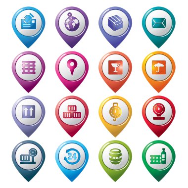 Lojistik ve nakliye işaretçisini simgeler