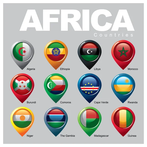 Negara-negara AFRICA - Bagian dari TIGA - Stok Vektor
