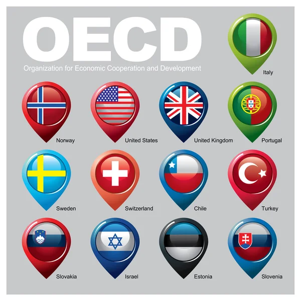 สมาชิก OECD ประเทศ ส่วนหนึ่ง ONE — ภาพเวกเตอร์สต็อก