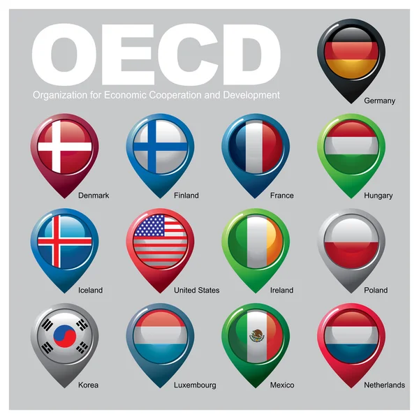 Países miembros de la OCDE - Segunda parte — Vector de stock