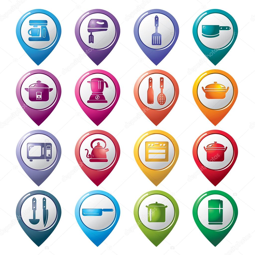 Kitchen Utensils and Appliances Pointer Icons