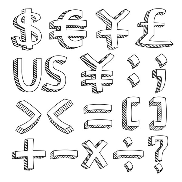 Набор значков финансового и бухгалтерского учета
