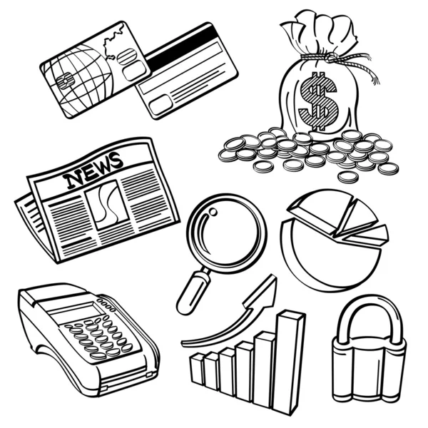 Conjunto de ícones financeiros e empresariais — Vetor de Stock