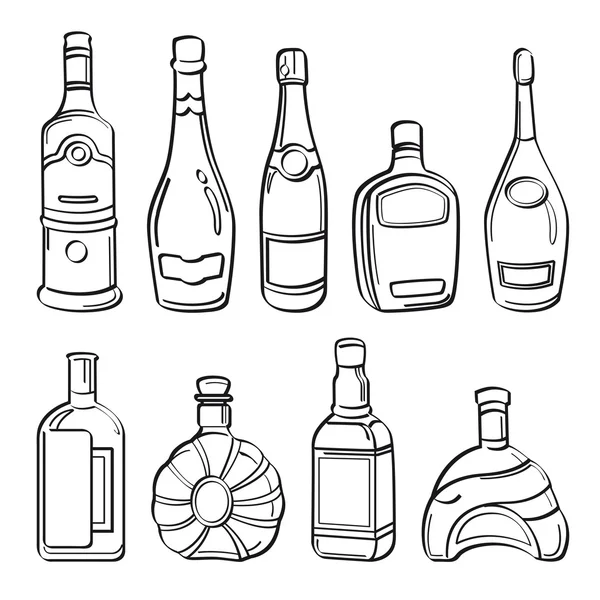 Colección de botellas de alcohol — Archivo Imágenes Vectoriales