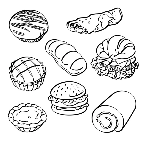Ekmek ve pasta koleksiyonu — Stok Vektör