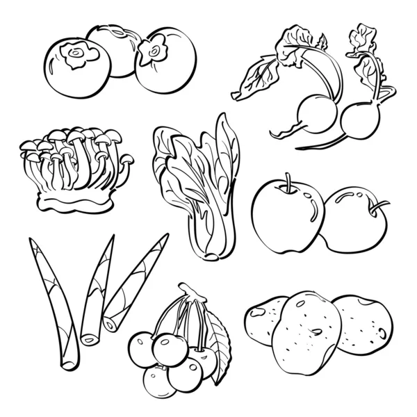 Fruit and Vegetables Set — Stock Vector