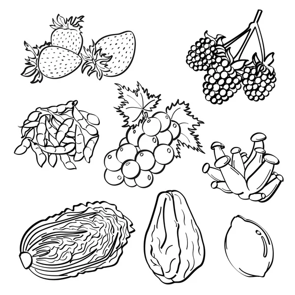 Fruit and Vegetables Set — Stock Vector