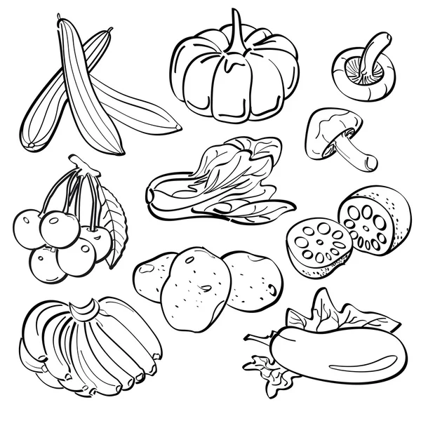 Fruit and Vegetables Set — Stock Vector