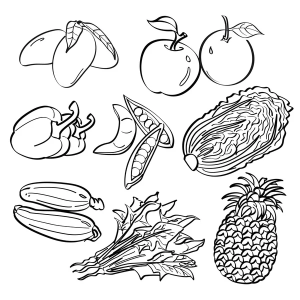 Fruit and Vegetables Set — Stock Vector