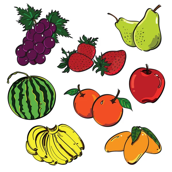 Conjunto de cores de frutas —  Vetores de Stock