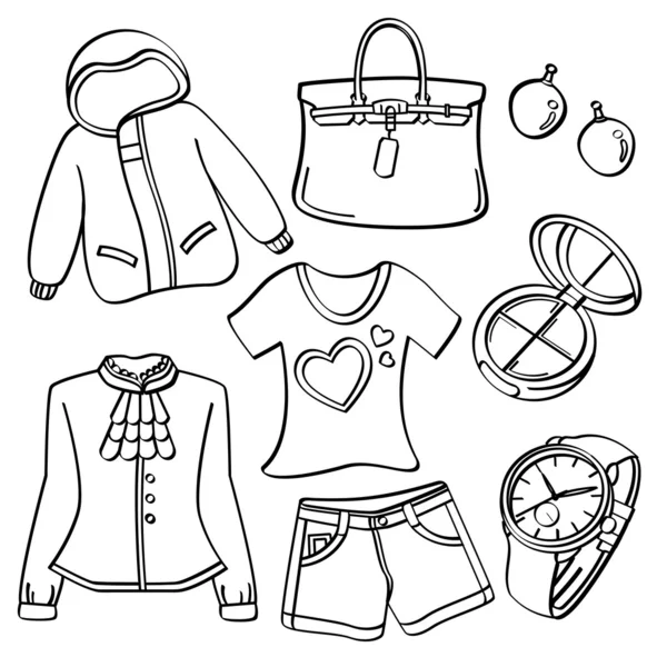 Dames kleding en accessoires — Stockvector