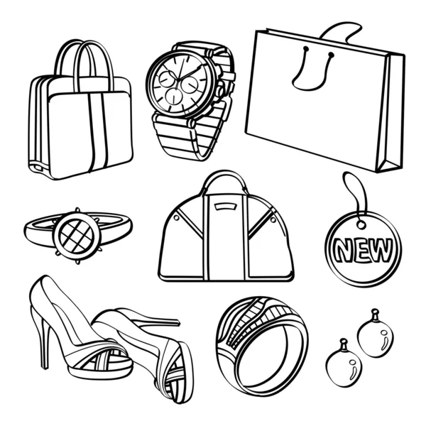 Shopping Set and Consumer Goods Collection — Stock Vector