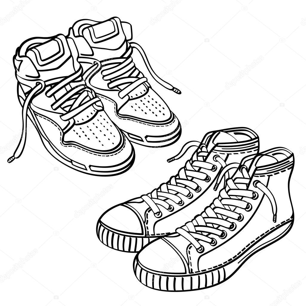 Chaussures De Sport Illustration Vectorielle De Croquis Dessinés à La Main