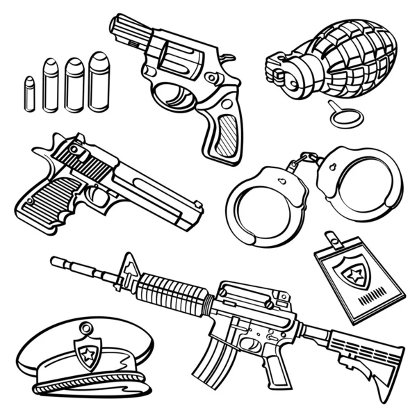 Colección de equipos militares — Vector de stock