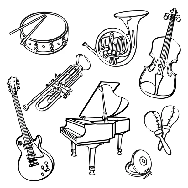 Instrumentos musicales — Vector de stock