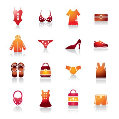 Clothing and Accessories Colorful Icons clipart