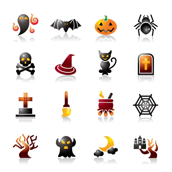 Halloween icônes colorées — Image vectorielle