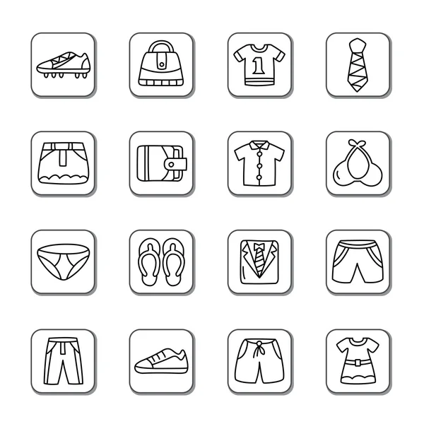 Oblečení a doplňky doodle ikony — Stockový vektor