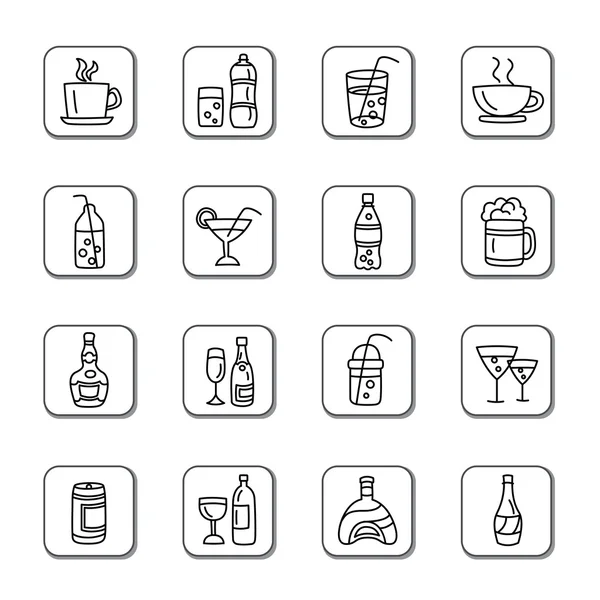 Bebidas Doodle Iconos — Archivo Imágenes Vectoriales