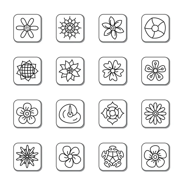 Bloemen doodle pictogrammen — Stockvector