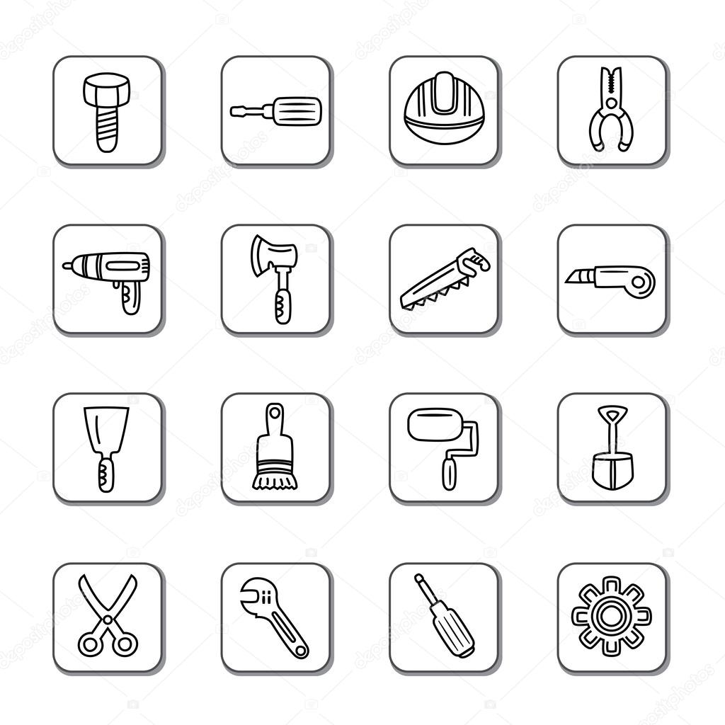 Construction Tools Doodle Icons