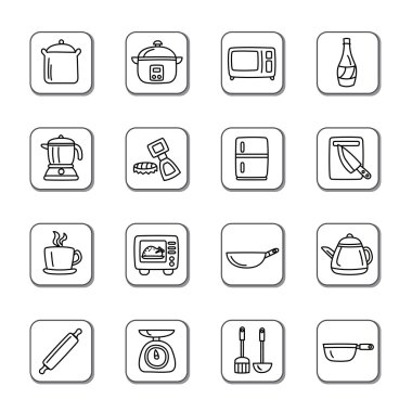 doodle simgeler aletleri ve mutfak eşyaları