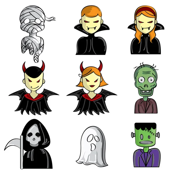 Personajes de Halloween — Vector de stock