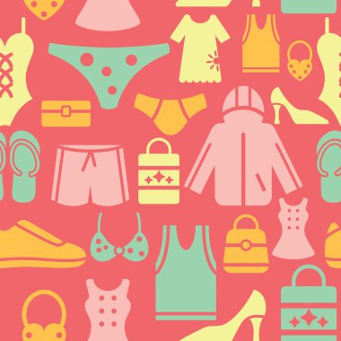 giyim ve Aksesuar simgeler sorunsuz arka plan