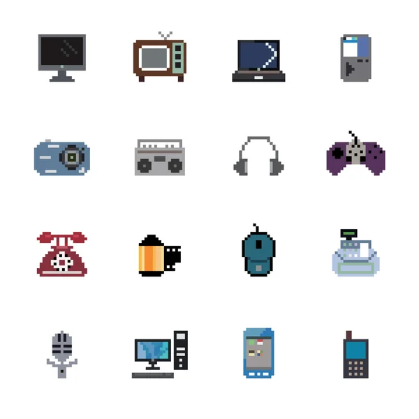 Productos Digitales Pixel Iconos — Vector de stock