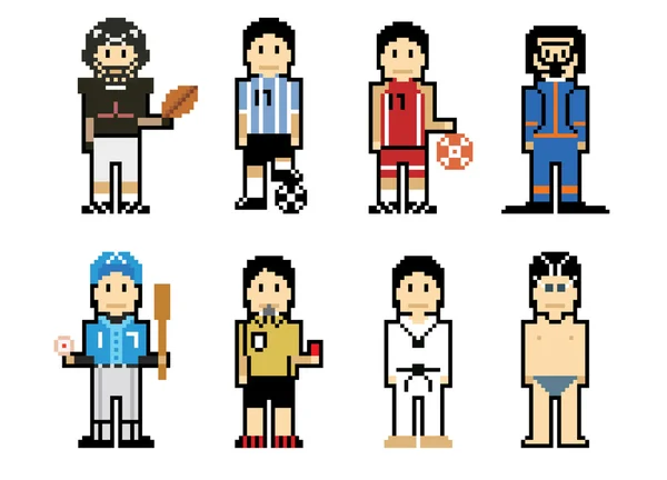 Pixel People Icons (Athlete) — Stock Vector