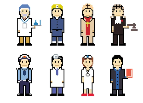 Pixel People Iconos (Profesionales ) — Vector de stock