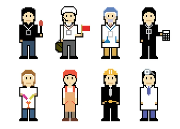 Pixel People Iconos — Archivo Imágenes Vectoriales