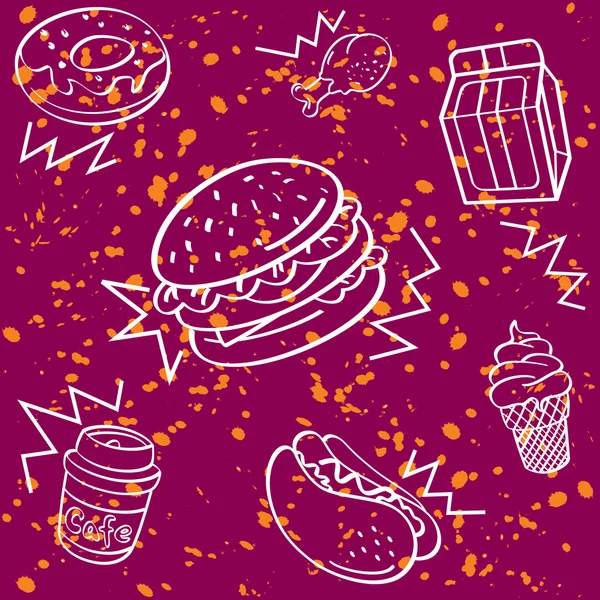 Fast-food naadloze achtergrond — Stockvector