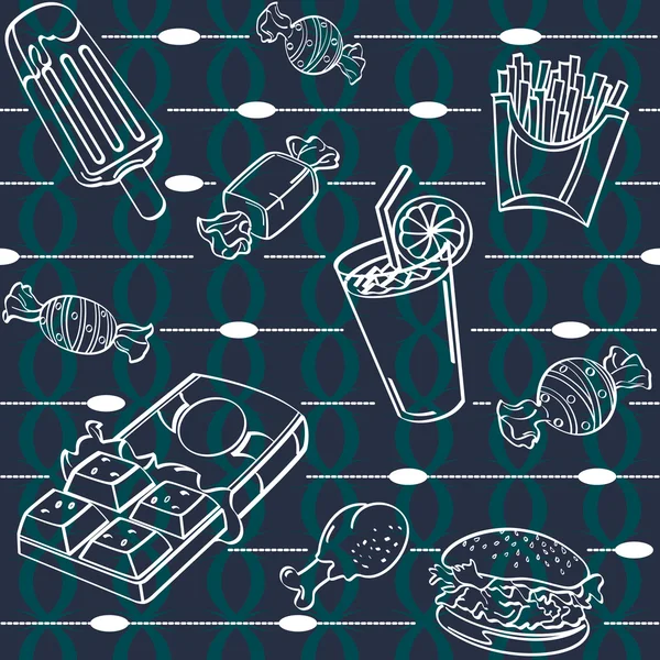 Fondo sin costuras de comida rápida — Vector de stock