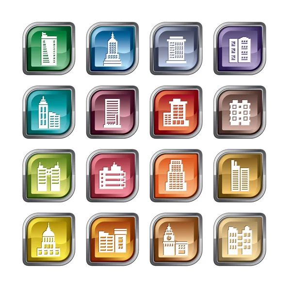 Iconos de edificios — Vector de stock