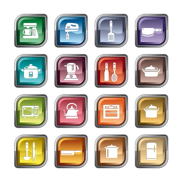 Utensilios y Electrodomésticos de Cocina Iconos — Vector de stock