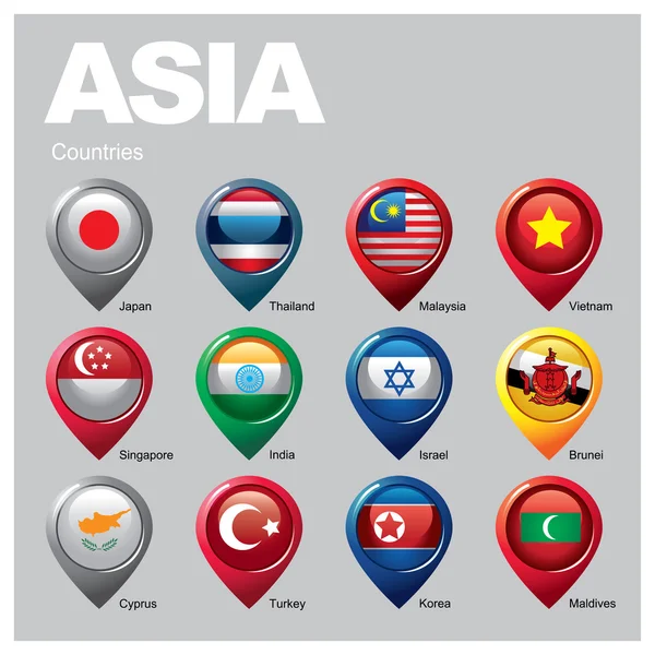 Paesi ASIA - Terza parte — Vettoriale Stock