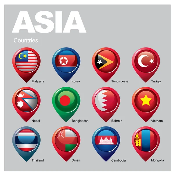 Países de ASIA - Quinta parte — Vector de stock