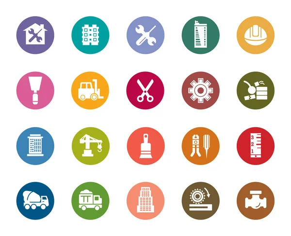 Buildings and Construction Color Icons — Stock Vector