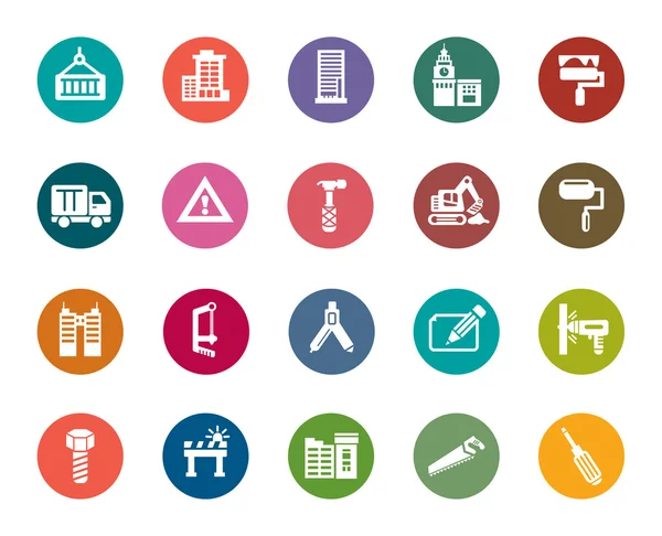 Buildings and Construction Color Icons — Stock Vector