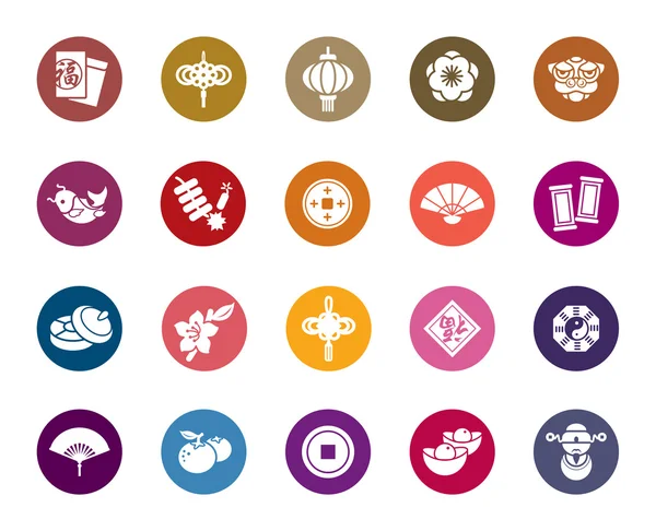 Chinese New Year Color Icons — Stock Vector