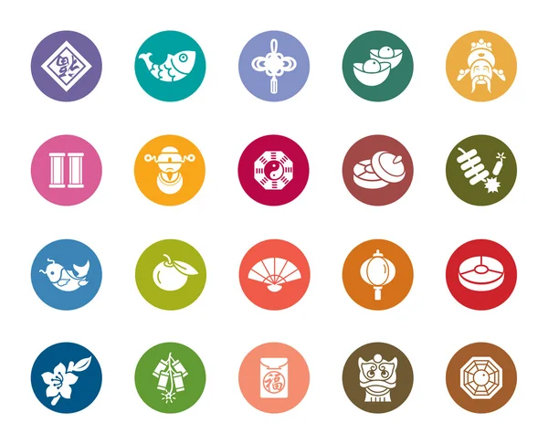 Chinees Nieuwjaar gekleurde pictogrammen中国农历新年的颜色图标 — Stockvector