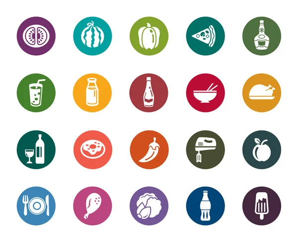 Alimentos y Bebidas Iconos de Color — Vector de stock