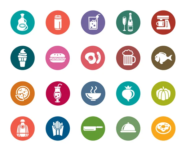 Alimentos y Bebidas Iconos de Color — Vector de stock