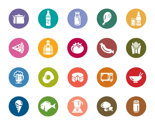 Alimentos y Bebidas Iconos de Color — Vector de stock