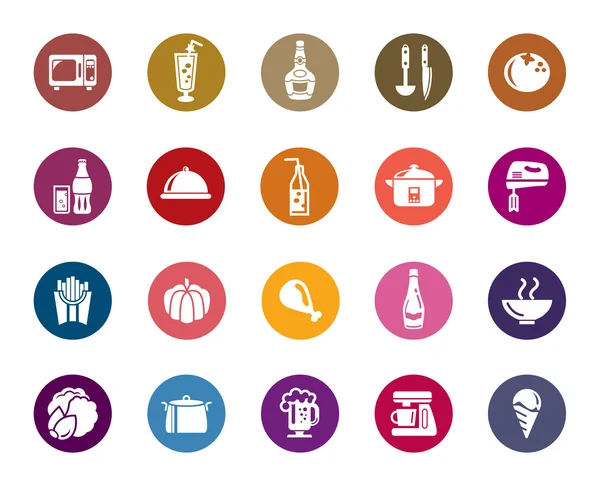 食物和饮料的颜色图标 — 图库矢量图片
